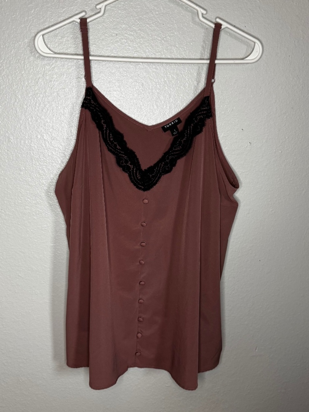 Torrid Pink Chablis Lace Trim Cami Faux Button Front Size 1X